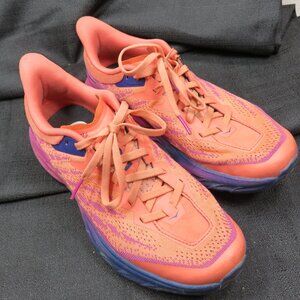 Hoka One One Speedgoat 5 Trail Running Shoes Womens Size 8 B Coral Eggplant Pink